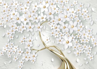 Fototapeta Abstrakcja białe kwiaty