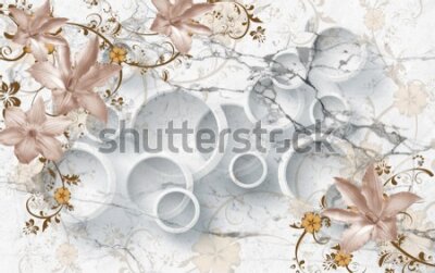 Fototapeta Abstrakcja marmur i kwiaty