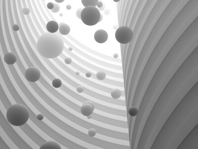 Fototapeta Abstrakcyjne białe kule w tunelu 3D