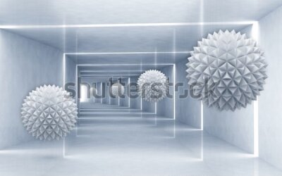 Fototapeta Abstrakcyjne ostre kule w tunelu 3D