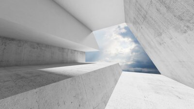 Betonowy tunel 3D z widokiem na niebo