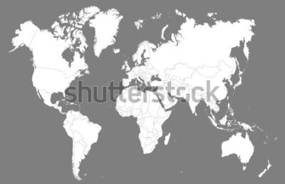 Fototapeta Biało-szara mapa świata