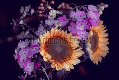 Fototapeta Bukiet kwiatów na ciemnym tle