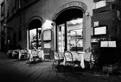 Fototapeta Czarno-biała włoska restauracja