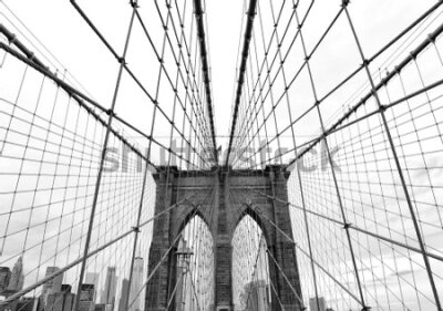 Fototapeta Czarno-biały widok na most Brookliński