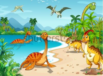 Fototapeta Dinozaury na plaży