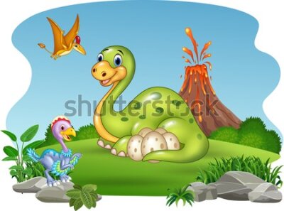 Fototapeta Dinozaury na polanie