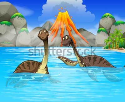 Fototapeta Dinozaury w wodzie