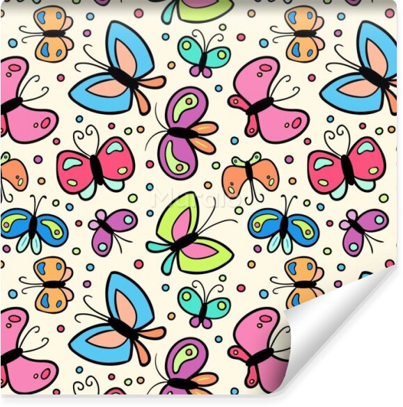 Fototapeta Dla dziewczynek, kolorowe motyle, kropki