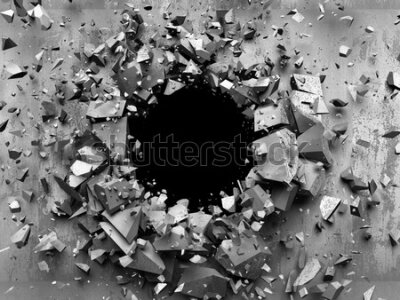 Fototapeta Dziura w betonowej ścianie 3D