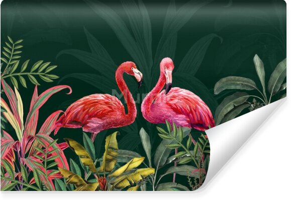 Fototapeta Flamingi liście tropikalne