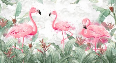 Fototapeta Flamingi rośliny natura