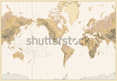 Fototapeta Geograficzna mapa świata vintage