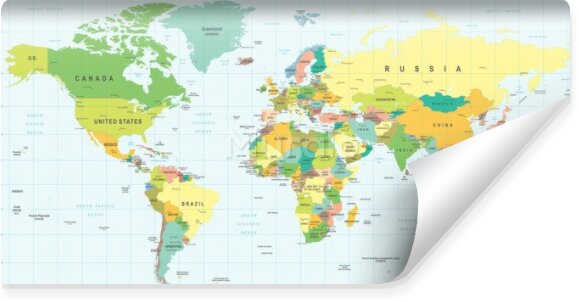 Fototapeta Kolorowa mapa polityczna świata