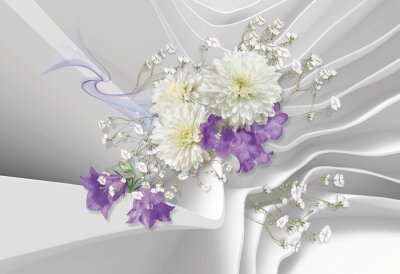 Fototapeta Kwiaty 3D abstrakcja do salonu
