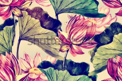 Fototapeta Liście i kwiaty lotosu