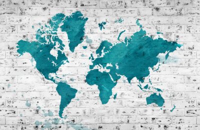 Fototapeta Mapa świata namalowana na murze