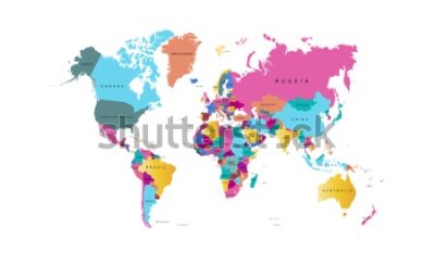 Fototapeta Minimalistyczna polityczna mapa świata