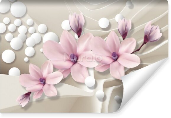 Fototapeta Optyczna kwiat magnolii kule 3D