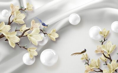 Fototapeta Optyczna magnolie kule 3D salon