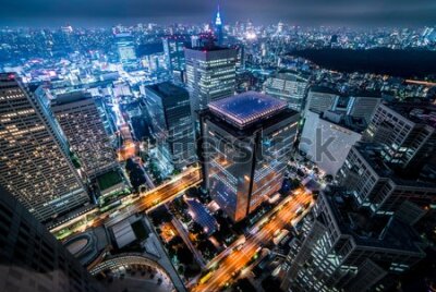 Fototapeta Panorama Tokyo nocą