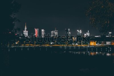 Fototapeta Panorama Warszawy nocą