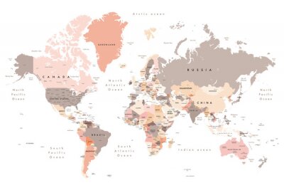 Fototapeta Pastelowa polityczna mapa świata