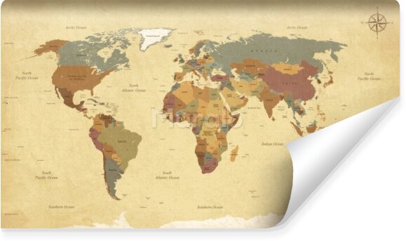 Fototapeta Polityczna mapa świata retro