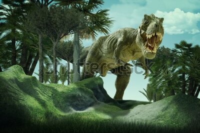 Fototapeta Realistyczny dinozaur w zieleni