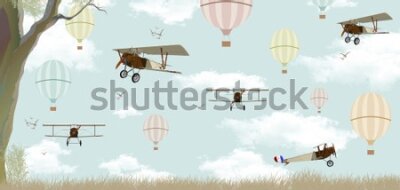 Fototapeta Samoloty i balony na niebie