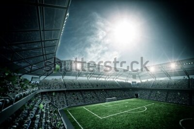 Fototapeta Stadion piłki nożnej o zachodzie słońca