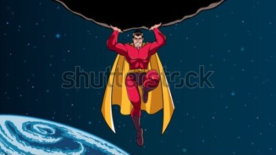 Fototapeta Superbohater w kosmosie