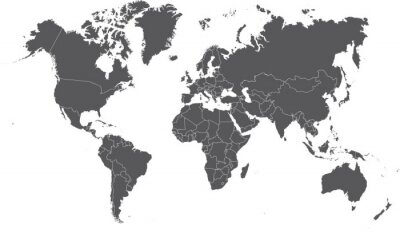 Fototapeta Szara polityczna mapa świata