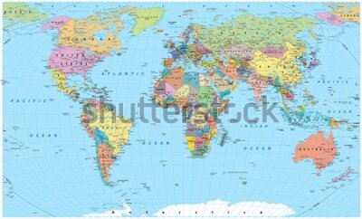 Fototapeta Szkolna polityczna mapa świata