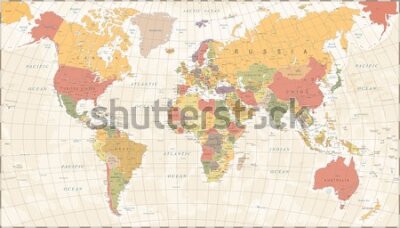 Fototapeta Tradycyjna polityczna mapa świata