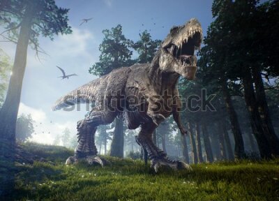 Fototapeta Tyranozaur w lesie