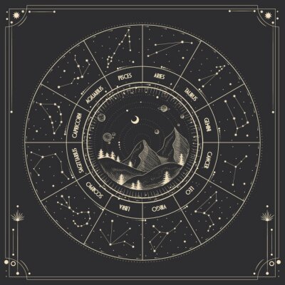 W rolce znaki zodiaku styl boho abstrakcja