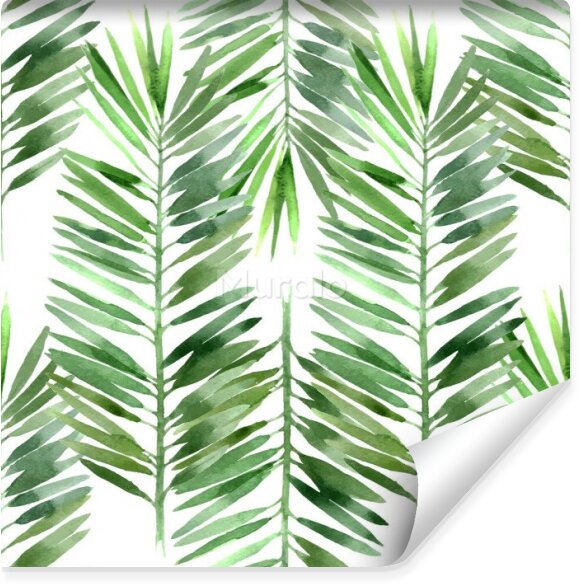 Fototapeta Watercolor palm tree leaf seamless