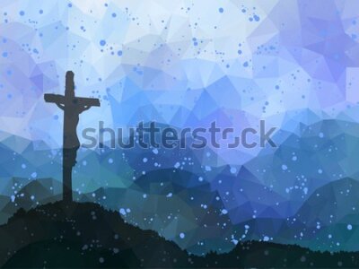 Fototapeta Wielkanocna scena z krzyżem