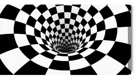 Obraz 3D czarno-biały kraciasty tunel