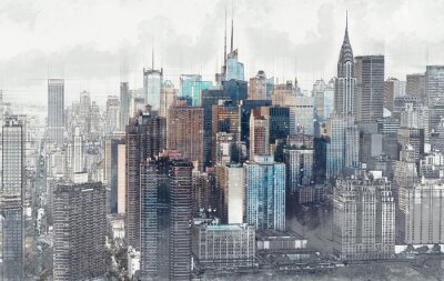 Abstrakcyjna panorama Nowego Jorku