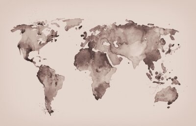 Obraz Akwarelowa mapa świata retro