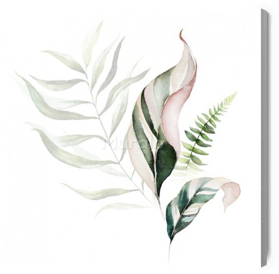 Obraz Akwarelowe egzotyczne liście na białym tle