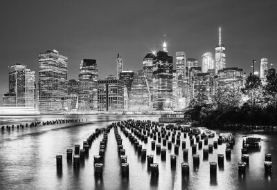 Obraz Czarno-biały Nowy Jork nocą