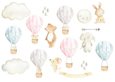Dla dzieci kolorowe balony zwierzęta chmury