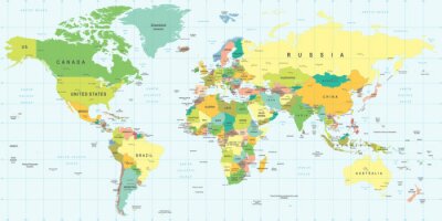 Kolorowa mapa polityczna świata