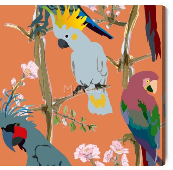 Obraz  Kolorowe ptaki i gałęzie
