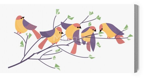 Obraz Kolorowe ptaki w stylu folklor