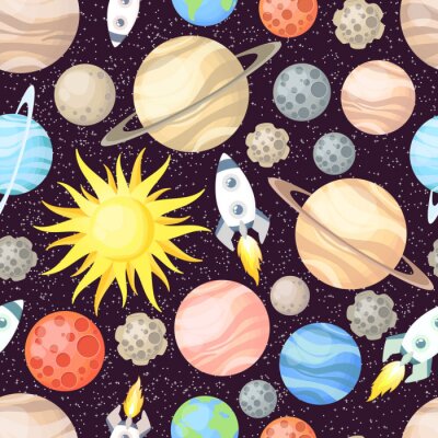 Obraz Kosmos, rakiety, gwiazdy, do pokoju dziecka
