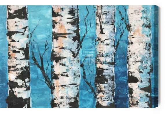 Obraz Malowane drzewa na niebieskim tle